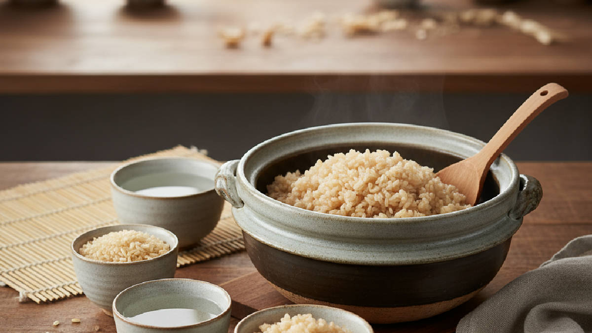 cook brown rice - Proporções Exatas de Água e Rendimento para o Donabe cook brown rice - Proporções Exatas de Água e Rendimento para o Donabe